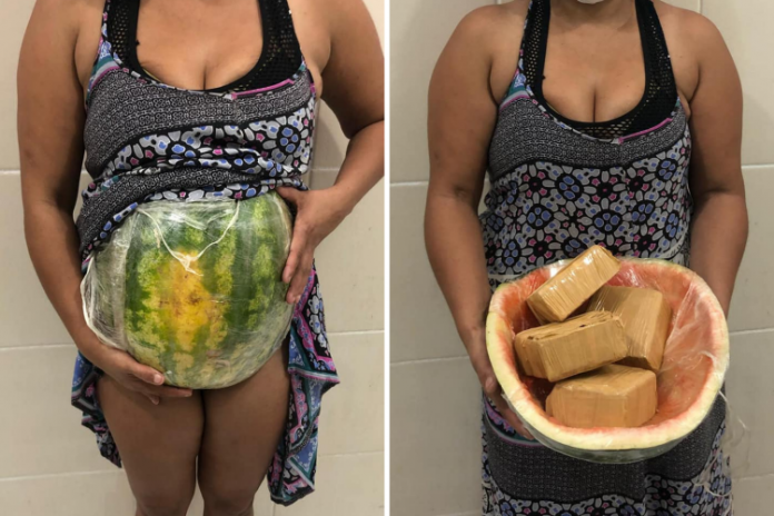 Falsa grávida é presa com melancia carregada de drogas na barriga
