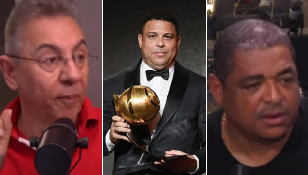 Flavio Prado e Vampeta batem boca ao comparar Ronaldo com Messi e CR7