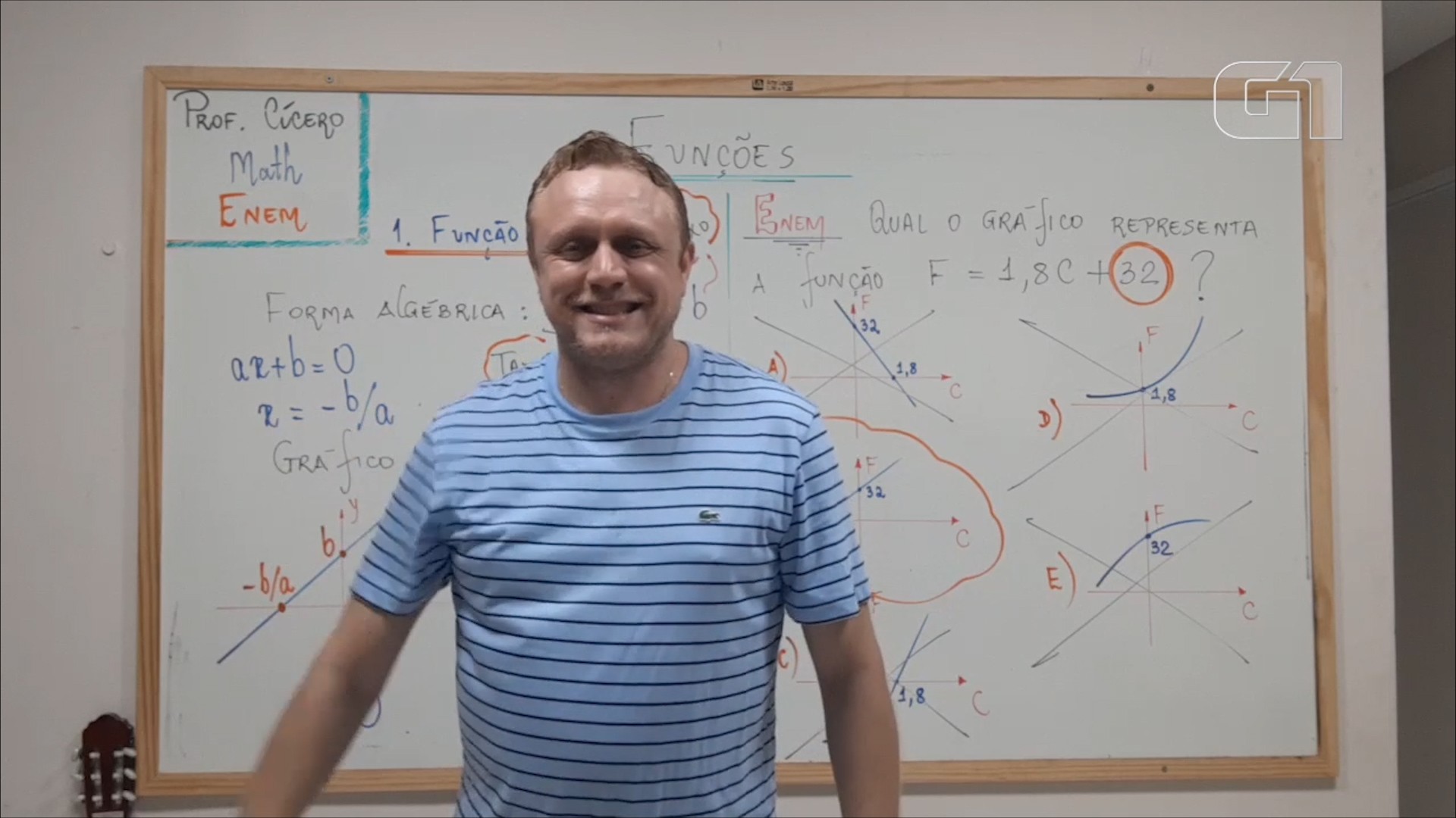 Lá Vem o Enem 2020: aula virtual com professor de matemática ensina sobre função afim