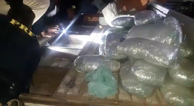 PRF na Paraíba apreende grande quantidade de maconha em fundo falso de caminhão