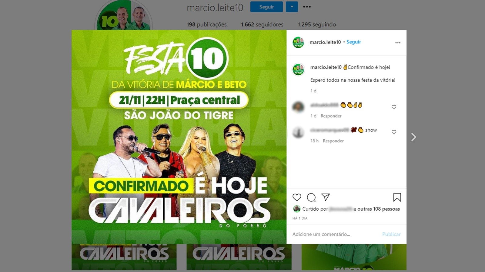 São João do Tigre, na PB, proíbe aglomerações, após show com banda Cavaleiros do Forró