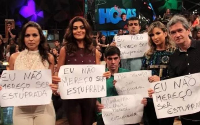Marcius Melhem segurando placa ‘eu não mereço ser estuprada’ em foto antiga gera polêmica
