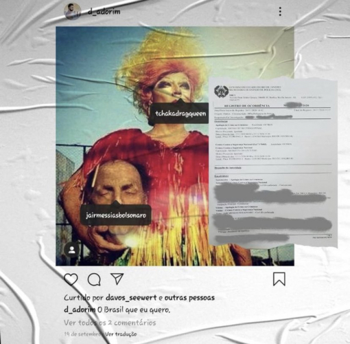 Polícia indicia artista por foto de performance artística com cabeça de Bolsonaro