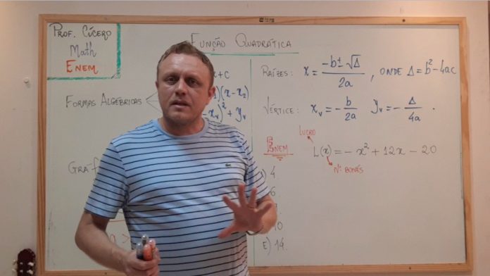 Lá Vem o Enem 2020: aula virtual com professor de matemática ensina sobre função quadrática
