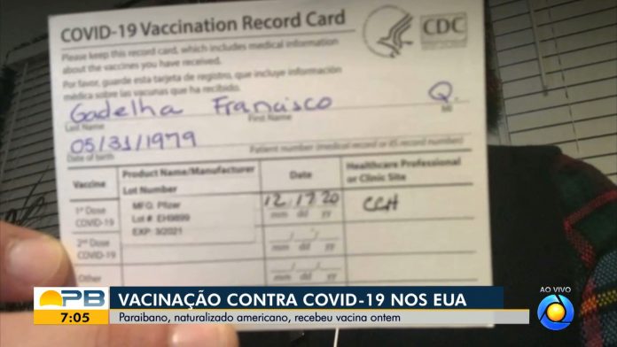 Paraibano naturalizado nos EUA recebe vacina contra Covid-19: ‘estou me sentindo ótimo’