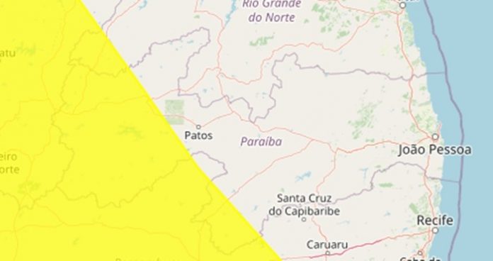 Inmet emite alerta de chuvas intensas para 69 municípios da Paraíba