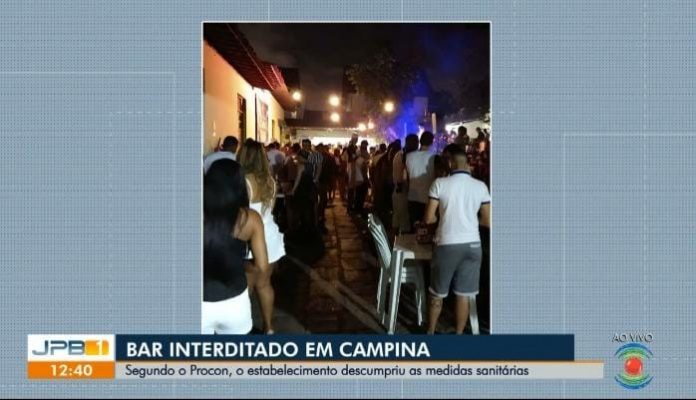 Bar é interditado por desrespeito às normas de prevenção à Covid-19, em Campina Grande