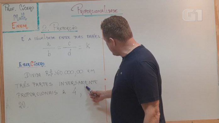 Lá Vem o Enem 2020: aula virtual com professor de matemática ensina sobre proporção