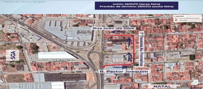 Dnit faz interdição parcial da Avenida Tomaz Landim durante obras no Gancho de Igapó em Natal