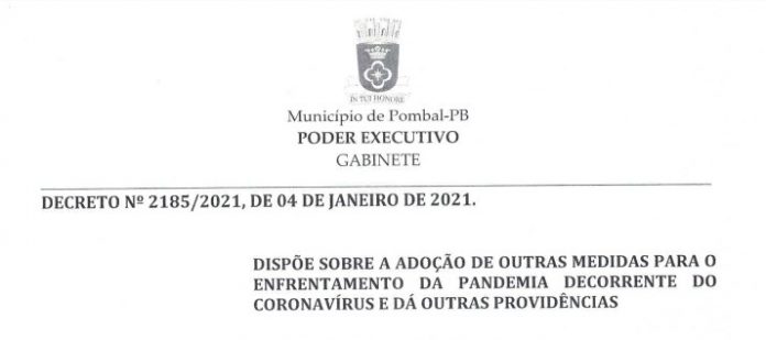 Prefeitura de Pombal, na PB, libera funcionamento de bares e proíbe venda de bebidas alcóolicas