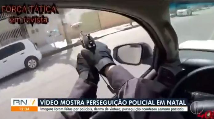 Vídeo mostra perseguição de policiais militares a bandidos pelas ruas de Natal