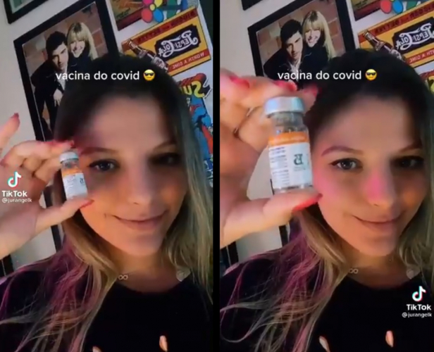 Filha de ex-prefeito de Ponta Grossa faz vídeo com frasco da CoronaVac; assista