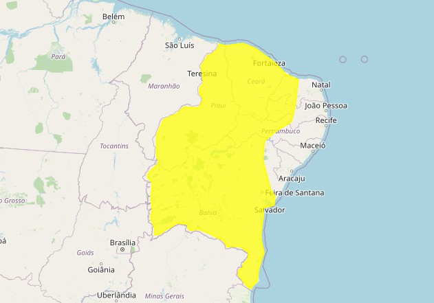 Inmet emite alerta amarelo de chuvas intensas para 95 cidades da PB