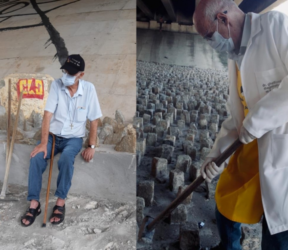 A marretadas, padre tira pedras sob viaduto em SP; funcionário responsável por obra é exonerado