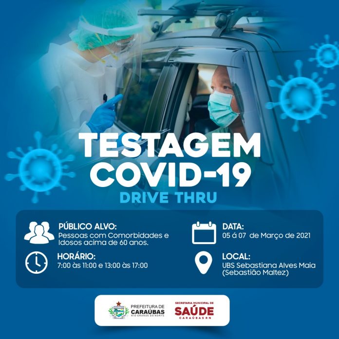 Prefeitura de Caraúbas realiza Drive-Thru para testar idosos do município