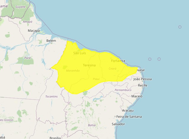 Inmet emite alerta amarelo de chuvas intensas para 42 cidades da PB