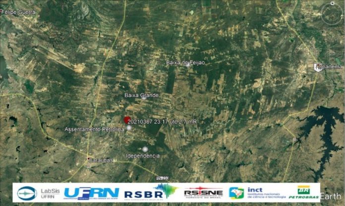 Cinco tremores de terra são registrados em três cidades do RN