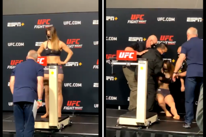 UFC: Lutadora desmaia duas vezes durante pesagem e luta é cancelada; assista