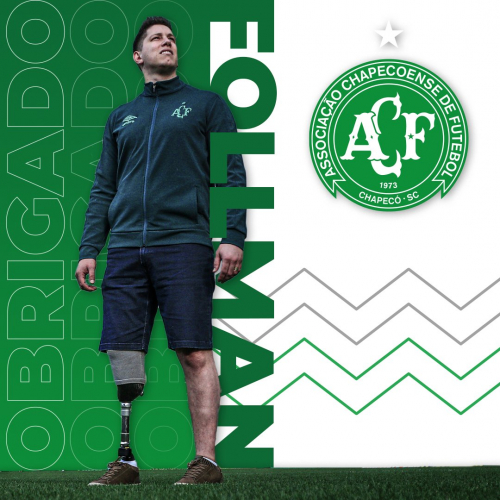 Após Ruchel, Follmann também deixa a Chapecoense e recebe homenagem