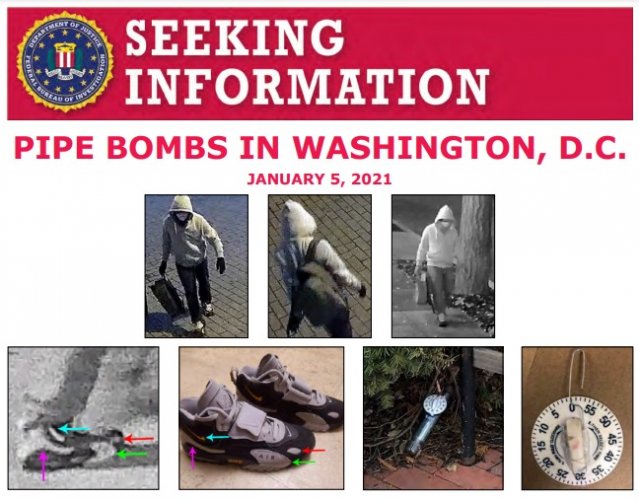 FBI divulga vídeo de suspeito de plantar bombas na sede de partidos em Washington DC