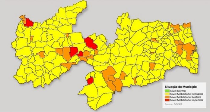 Paraíba tem 84% das cidades na bandeira amarela do Plano Novo Normal