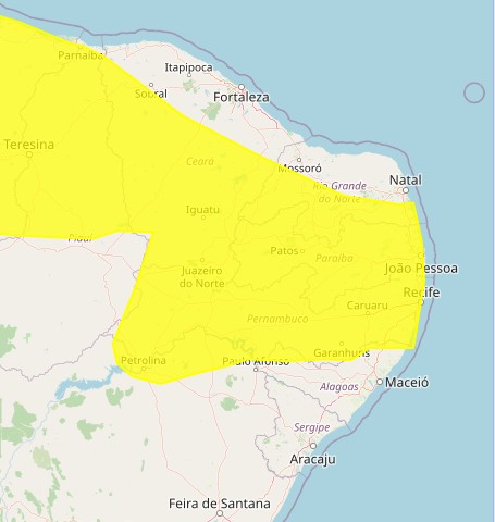 Inmet emite alerta de perigo potencial de chuvas intensas para toda a Paraíba
