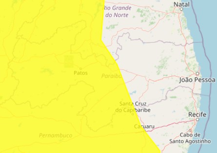 Inmet emite alerta de perigo potencial de chuvas intensas para 117 municípios da Paraíba