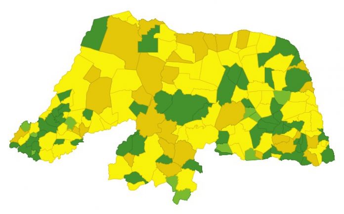 Mais de 80% da população do RN continua em zonas de alerta para Covid-19, aponta relatório