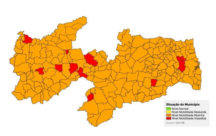 Novo Normal: 100% do estado da PB está em bandeira vermelha e laranja, segundo avaliação