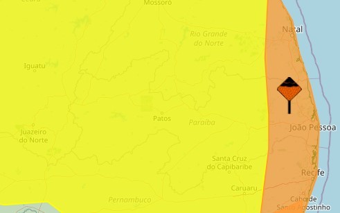 Inmet emite alertas laranja e amarelo de chuvas intensas para todos os municípios da Paraíba