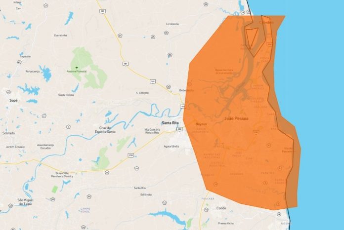 Alerta de perigo de chuvas intensas é emitido pelo Inmet para seis cidades da Grande João Pessoa