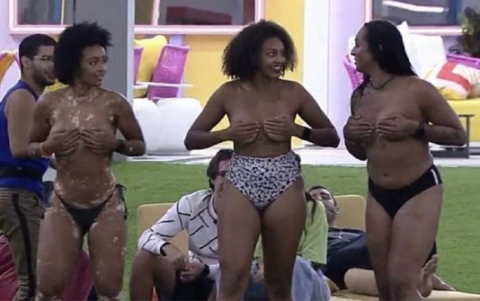 ‘BBB 22’: Natália, Jessilane e Linn fazem topless e pulam na piscina após eliminação