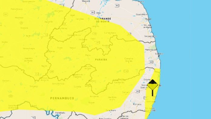 Inmet alerta para perigo potencial de chuvas intensas em Campina Grande e mais 195 municípios da Paraíba