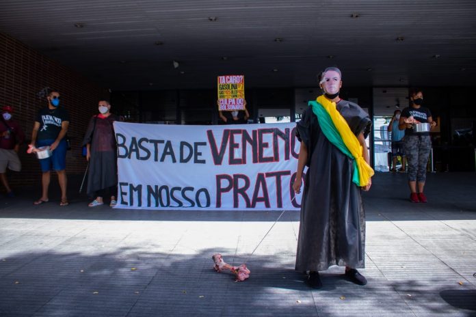 Menifestantes fazem protesto contra a ‘PL dos Agrotóxicos’, em João Pessoa