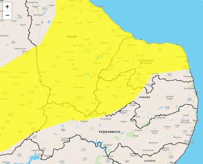 Inmet emite alerta para perigo de chuvas intensas em 83 cidades do Sertão da Paraíba; veja quais