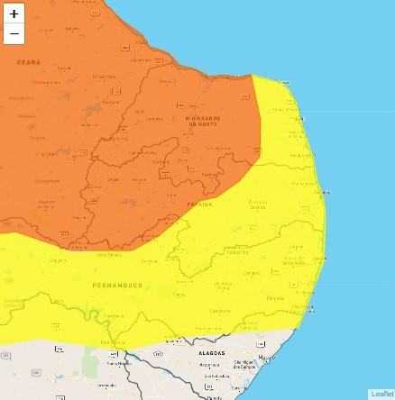 Inmet emite dois alertas de chuvas intensas para os 223 municípios da Paraíba