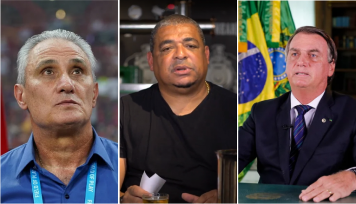 Tite pretende evitar Bolsonaro caso conquiste o hexa e é criticado por Vampeta: ‘Burro’