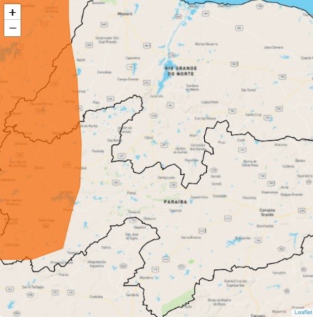 Inmet emite alerta laranja de chuvas intensas para 55 cidades da Paraíba; veja lista