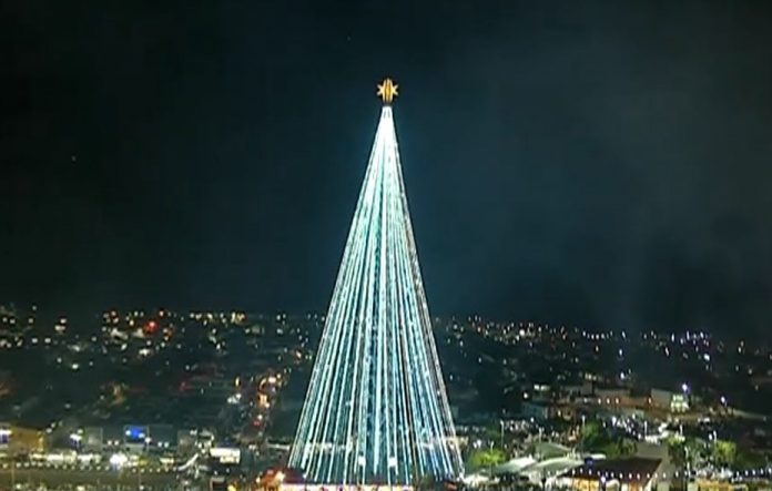 Com 110 metros, Árvore de Mirassol é acesa em Natal