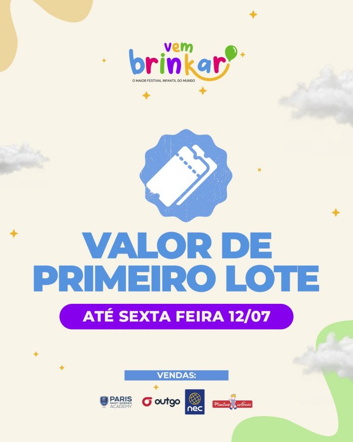 Com apresentações de personagens infantis e muita diversão, Vem Brinkar tem virada de lote na sexta-feira (12)