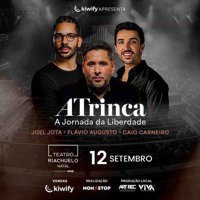 Natal recebe turnê “A Trinca” com Flávio Augusto, Caio Carneiro e Joel Jota dia 12 de setembro; ingressos estão à venda