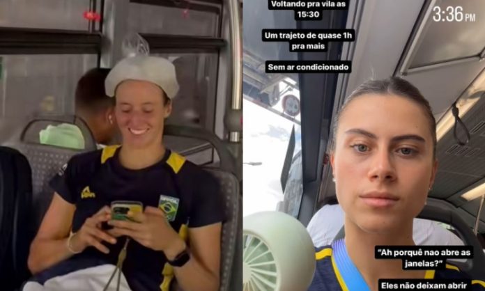 Atletas fazem gelo na cabeça e usam ventilador portátil para espantar onda de calor em Paris