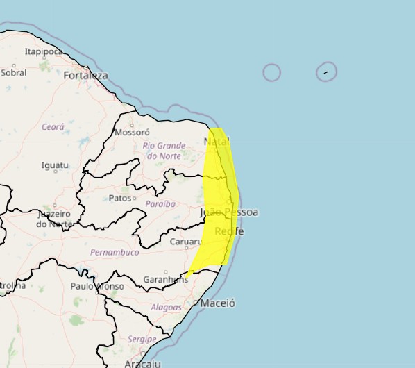 Inmet alerta para acumulado de chuvas em Natal e mais 30 cidades do RN; veja lista
