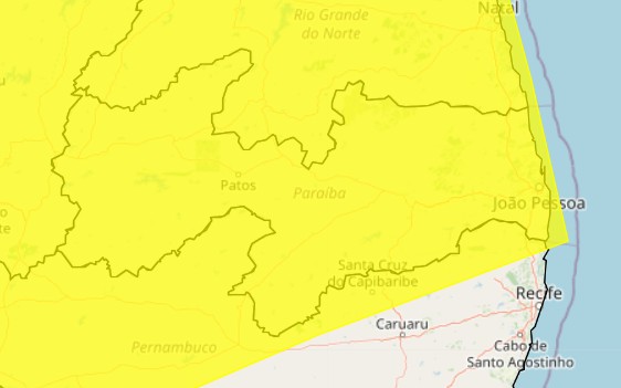 Inmet emite alerta de vendaval para todos os municípios paraibanos